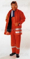 PU-Warnschutz-Anzug bestehend aus Latzhose und geftterter Jacke. Klicken fr Grobild