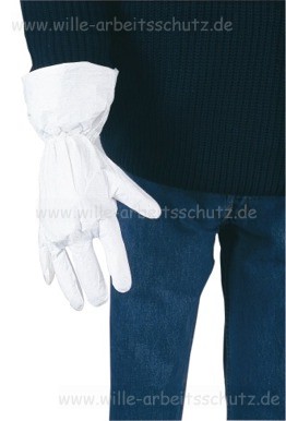 Tyvek-Einweg-Handschuhe wei�, antistatisch, mit Gummizug, thermogeschwei�t. Klicken f�r Gro�bild