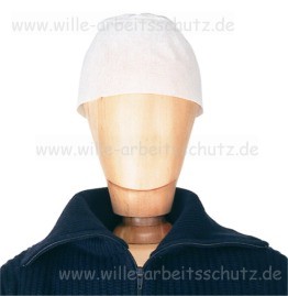 M�tze wei� aus Viskose-Vliesstoff, auch als Helmschutz geeignet. Klicken f�r Gro�bild