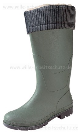 Winter-Berufsgummistiefel gr�n mit Winterfutter und Cordstulpe. Klicken f�r Gro�bild