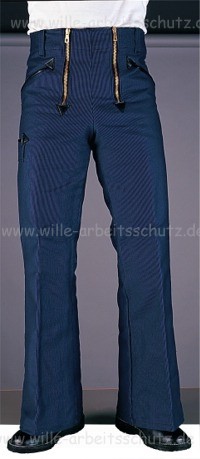Klempner-Zunfthose Hamburger Streifen mit Schlag, aus kr�ftigem Doppel-Pilot-Stoff. Klicken f�r Gro�bild