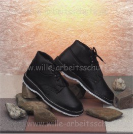 Schuhe mit Autoreifensohle als Schn�rschuhe, mit wei�er abriebfester Spezialsohle (z.B. f�r lackierte Dachpfannen), Randpolster und Fu�bett. Klicken f�r Gro�bild