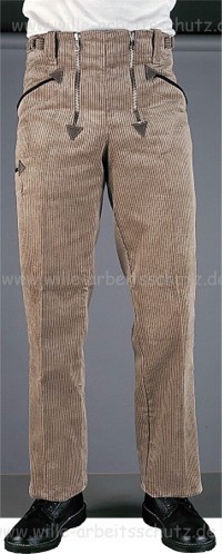 Maurer-Zunfthose m�rtel-farben, aus Trenkercord, gerade Form. Klicken f�r Gro�bild