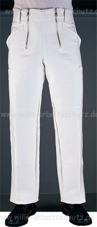 Maurer-Zunfthose wei� mit Knieverst�rkung, aus Doppel-Pilot-Stoff, gerade Form. Klicken f�r Gro�bild