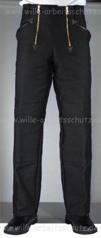 Zunfthose schwarz aus Doppel-Pilot-Stoff, gerade Form, mit Kniepolstertaschen zum Einschub von Kniepolster. Kniepolster optional erh�ltlich. Klicken f�r Gro�bild