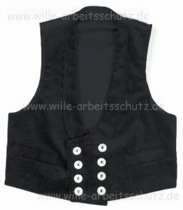 Zunftweste schwarz aus Trenkercord, R�cken und Futter aus K�per-Stoff. Klicken f�r Gro�bild