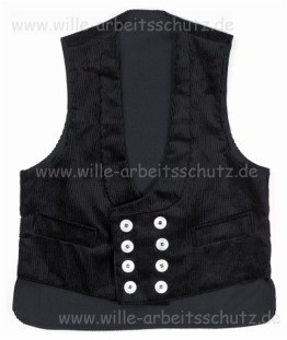Zunftweste schwarz, mit Nierenschutz, Front und R�cken aus Trenkercord, Futter aus K�per-Stoff. Klicken f�r Gro�bild