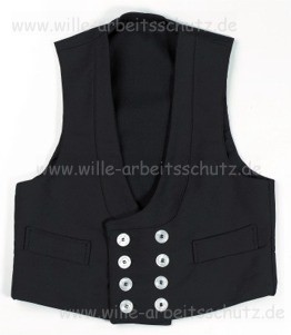 Zunftweste schwarz aus Doppel-Pilot-Stoff, R�cken und Futter aus K�per-Stoff. Klicken f�r Gro�bild